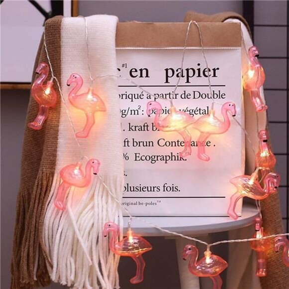DomeStar 10Ft Pink Flamingo Lights, LED Flamingo String Lights Battery Operated - Picture 2 of 7